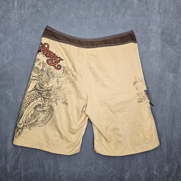Y2K Billabong Board Shorts Eagle Skull Tattoo Print Men's Size 36 A3-25 - Picture 2 of 5